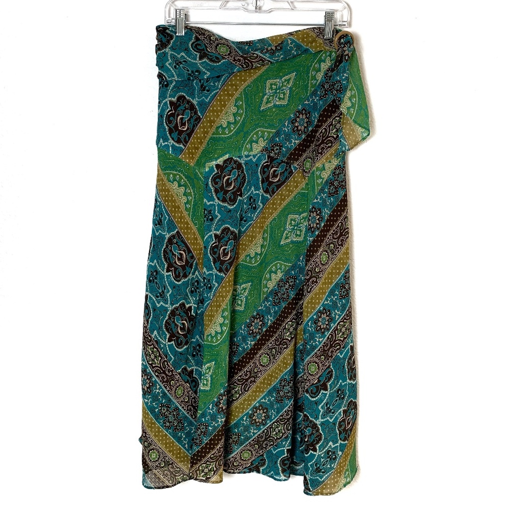 Vintage R-Q-T Midi Skirt Womens 14 Boho Festival Hippie Patchwork Y2k Earthy